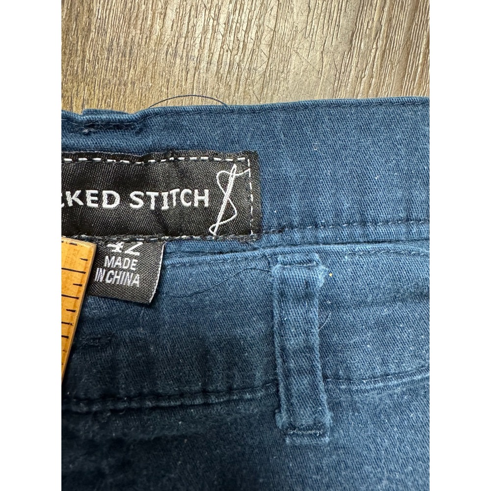 Wicked Stitch Mens Navy Blue Cargo Shorts Size 42 Utility Workwear Hiking Summer - Picture 2 of 15